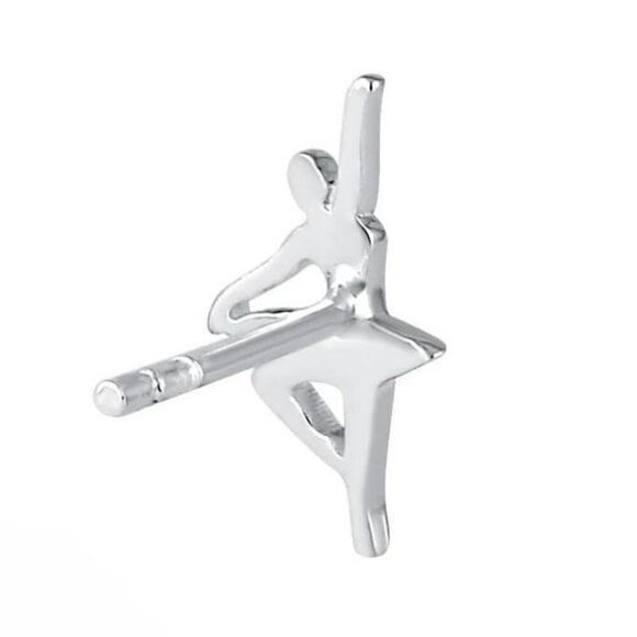 New Sterling Silver Ballerina Stud Earrings - Picture 5 of 5